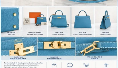 Hermès Kelly 20 Handbag in Blue Epsom Leather with Gold‑Tone Hardware – French Luxury Redefined