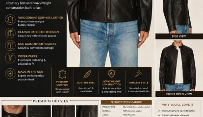 Men’s NYC Café Racer Cowhide Leather Jacket – Classic Moto Heritage, Modern Refinement