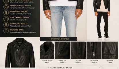 Raven Lambskin Perfecto – Premium Men’s Leather Moto Jacket