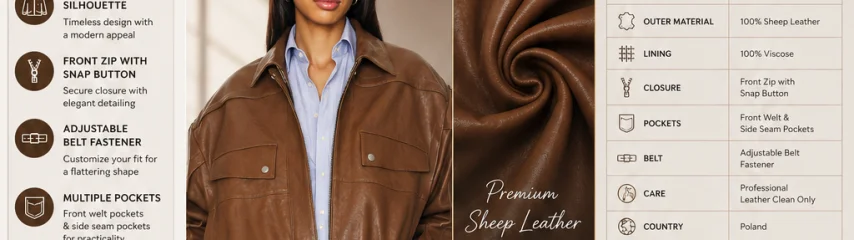 Belted Leather Bomber Jacket in Premium Sheep Leather – The Signature of Modern Luxury