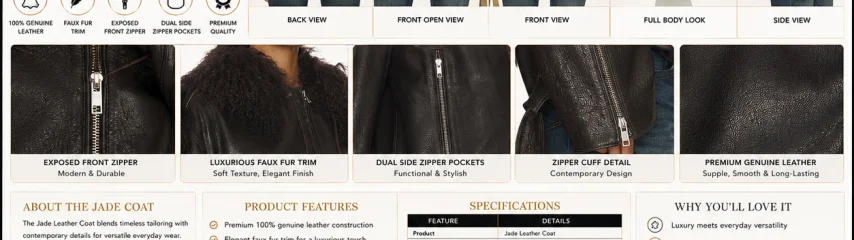 Jade Women’s Leather Coat with Faux Fur Trim – Modern Elegance Meets Timeless Craftsmanship