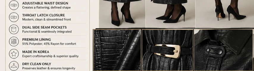 Nikita Croc‑Embossed Lamb Leather Coat – Timeless Luxury, Boldly Refined