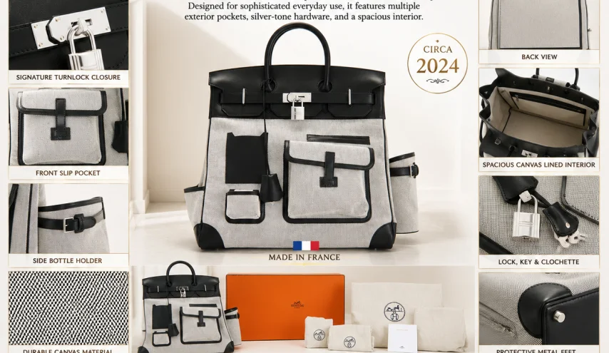 Hermès Evercalf Toile Cargo Haut à Courroies Birkin 40 Handbag