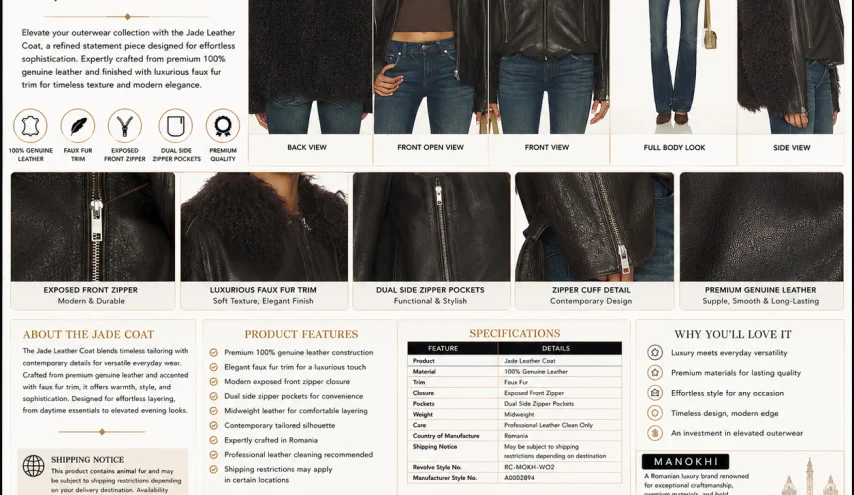 Jade Women’s Leather Coat with Faux Fur Trim