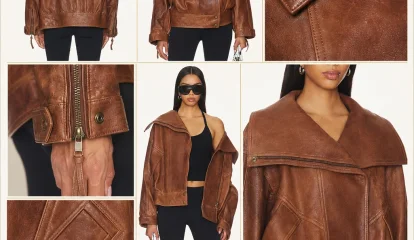 High Collar Lambskin Blouson in Maroon by Balmain – Premium Distressed Leather Jacket