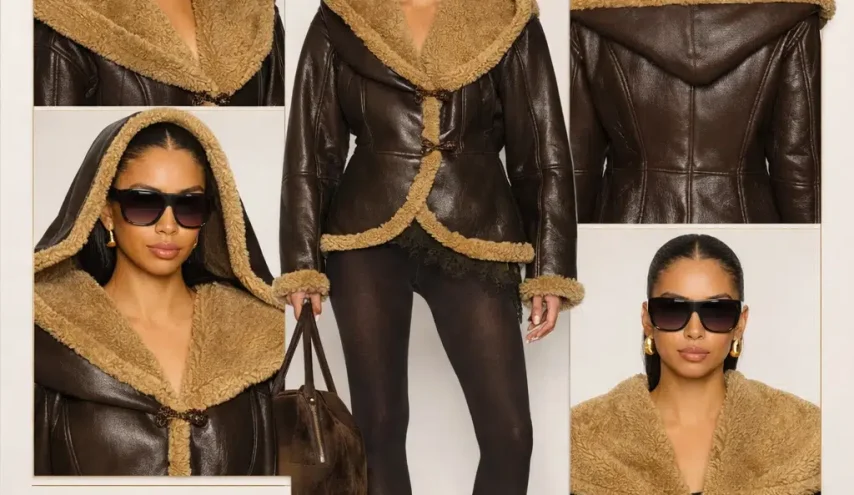 Magda Butrym Leather Shearling Hooded Jacket
